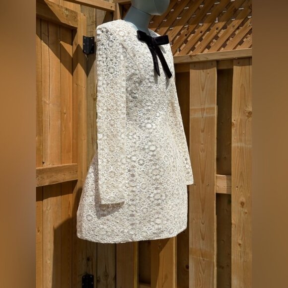🆕 BRONX & BANCO 🧿 NWOT Courtney Long Sleeve White Lace Mini Dress, Sz XL US 10 - Picture 5 of 16